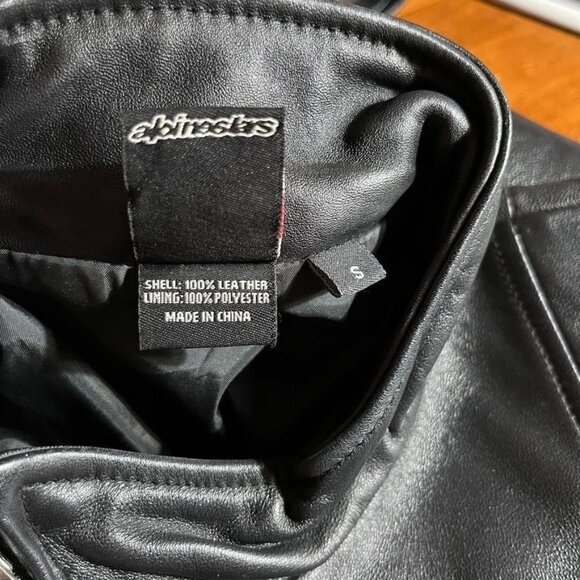Alpinestars 100% Leather Motorcycle Jacket Womens S Side Zip Pleated Moto Black - Picture 11 of 16